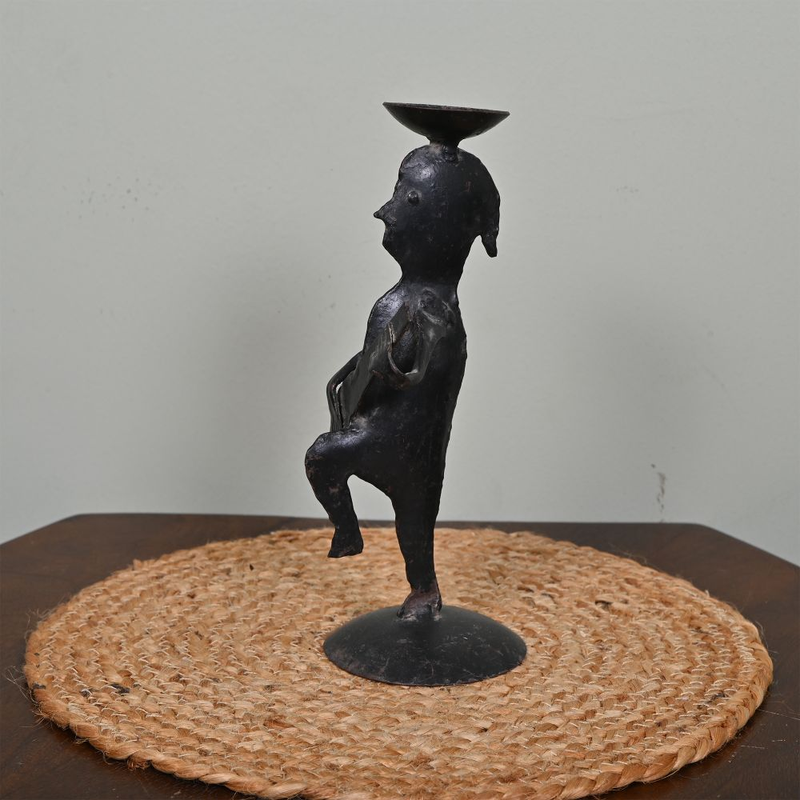 3*3*8 Inch Indian Home Decor Unique Brass Figurine, Man Standing On One Feet Candle Holder Figurine, Tribal Figure, Hand Carved
#294